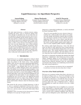 Liquid Democracy: an Algorithmic Perspective