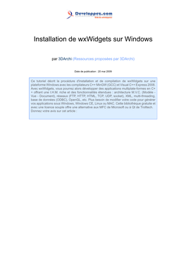 Installation De Wxwidgets Sur Windows