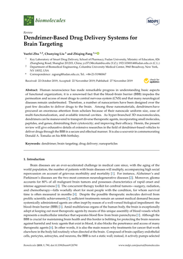 Dendrimer-Based Drug Delivery Systems for Brain Targeting