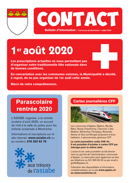 CONTACT Bulletin D’Information · Commune De Montricher · Juillet 2020