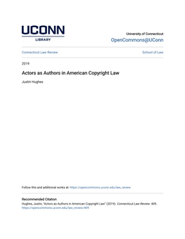 Actors As Authors in American Copyright Law