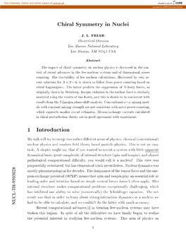 Chiral Symmetry in Nuclei Wn B T Adv Ysics and Mo Dern Eld-Theory-Based Particle Ph Eptic Migh Ting