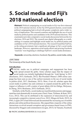 5. Social Media and Fiji's 2018 National Election