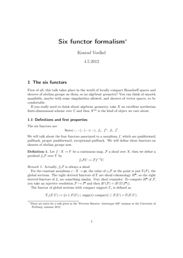 Introduction to 6 Functor Formalism