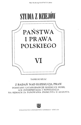 Studia Z Dziejów Państwa I Prawa Polskiego, Tom 6