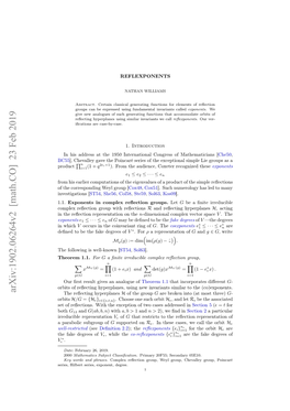 REFLEXPONENTS of ( H ,B> B A, E G I AHNWILLIAMS NATHAN =Dim := ) 1