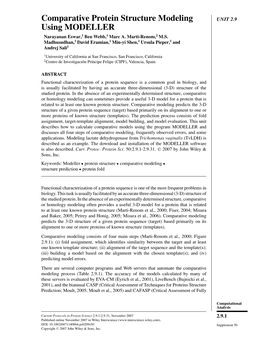 "Comparative Protein Structure Modeling Using MODELLER". In