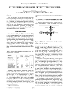 On the Photocathodes Used at the Ttf Photoinjector