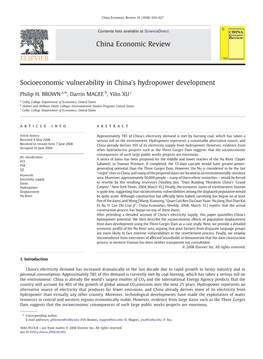 Socioeconomic Vulnerability in China's Hydropower Development