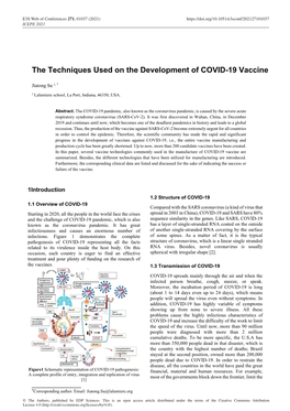 The Techniques Used on the Development of COVID-19 Vaccine