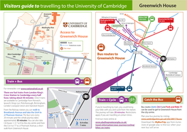 Visitors Guide to Travelling to the University of Cambridge Greenwich House