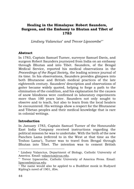 Healing in the Himalayas: Robert Saunders, Surgeon, and the Embassy to Bhutan and Tibet of 1783