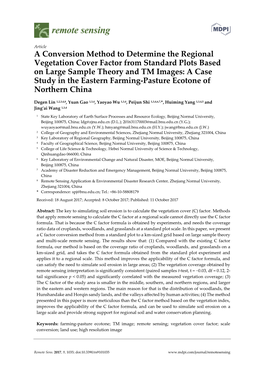 A Conversion Method to Determine the Regional Vegetation Cover