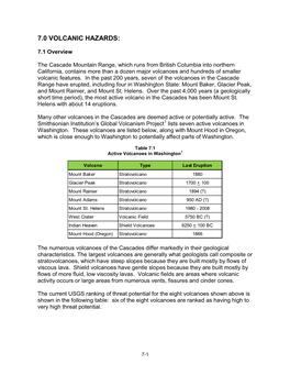 Hazard Mitigation Plan Chapter 7 Volcanic Hazards