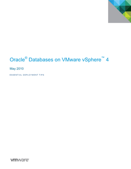 Oracle Databases on Vmware Vsphere 4 – Essential Deployment Tips