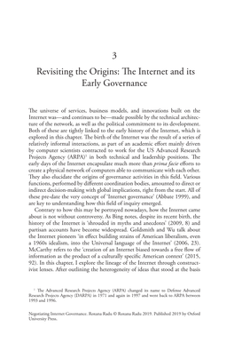 3 Revisiting the Origins: the Internet and Its Early Governance