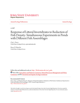 Response of Littoral Invertebrates to Reduction of Fish Density: Simultaneous Experiments in Ponds with Different Fish Assemblages Clay L