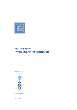 Irish Arts Sector Private Investment Report: 2016