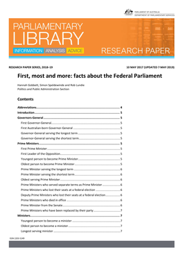 Facts About the Federal Parliament
