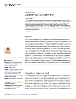 Crafting Your Scientist Brand