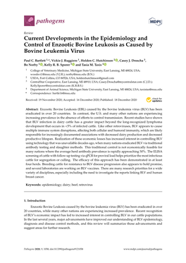 Current Developments in the Epidemiology and Control of Enzootic Bovine Leukosis As Caused by Bovine Leukemia Virus