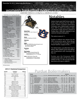 Women's Basketball Notes Purdue Boilermakers Notables