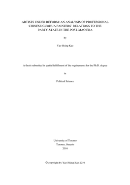 Artists Under Reform: an Analysis of Professional Chinese Guohua Painters’ Relations to the Party-State in the Post-Mao Era