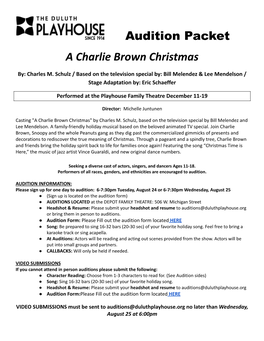 Charlie Brown Audition Packet