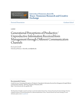 Generational Perceptions of Productive/Unproductive Information Received from Management Through Different Communication Channels