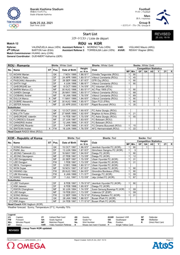 REVISED Start List ROU Vs