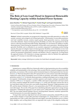 The Role of Low-Load Diesel in Improved Renewable Hosting Capacity Within Isolated Power Systems