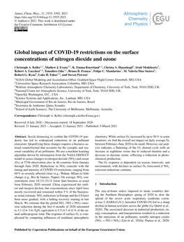 Global Impact of COVID-19 Restrictions on the Surface Concentrations of Nitrogen Dioxide and Ozone