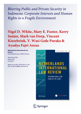 Blurring Public and Private Security in Indonesia: Corporate Interests and Human Rights in a Fragile Environment
