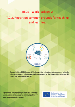 Work Package 2 T.2.2. Report on Common Grounds for Teaching and Learning