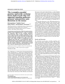 The T-Complex-Encoded Guanine Nucleotide Exchange Factor Fgd2 Reveals That Two Opposing Signaling Pathways Promote Transmission Ratio Distortion in the Mouse