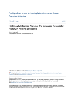 Historically-Informed Nursing: the Untapped Potential of History in Nursing Education