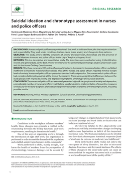 Suicidal Ideation and Chronotype Assessment in Nurses and Police Officers