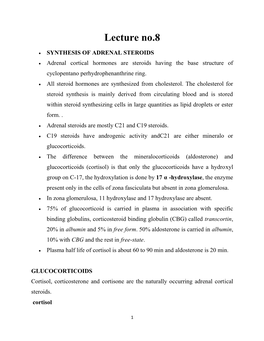 Lecture 8 Adrenal Gland Harmones