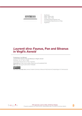 Laurenti Divo: Faunus, Pan and Silvanus in Virgil's Aeneid