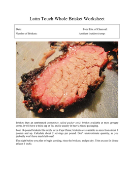 Latin Touch Whole Brisket Worksheet