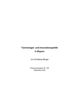 Technologie- Und Innovationspolitik in Bayern