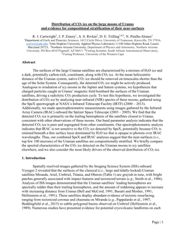 Page | 1 Distribution of CO2 Ice on the Large Moons of Uranus And