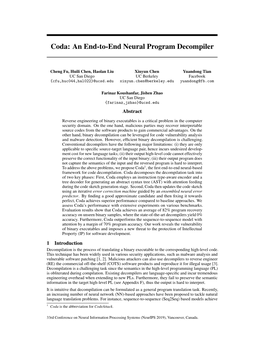 Coda: an End-To-End Neural Program Decompiler