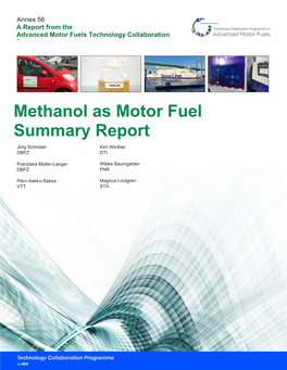 Methanol As Motor Fuel Summary Report