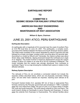 June 23, 2001 Atico, Peru Earthquake