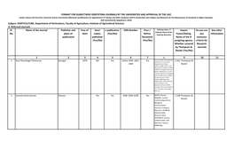 HORTICULTURE, Department of Horticulture, Faculty of Agriculture, Institute of Agricultural Sciences A