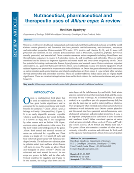 Nutraceutical, Pharmaceutical and Therapeutic Uses of Allium Cepa: a Review