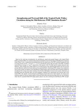 Strengthening and Westward Shift of the Tropical Pacific Walker