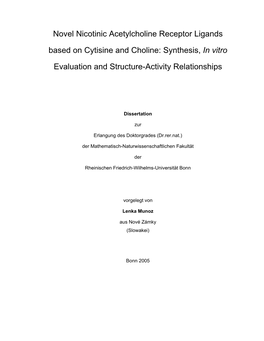 Novel Nicotinic Acetylcholine Receptor Ligands Based