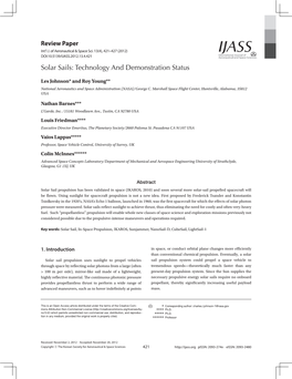 Solar Sails: Technology and Demonstration Status